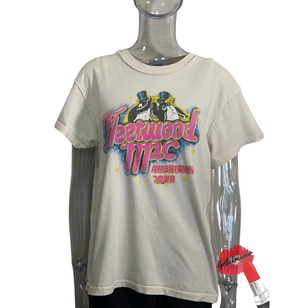Daydreamer Fleetwood Mac Shirt Womens Large Cream Graphic Tee Shirt Retro Cotton